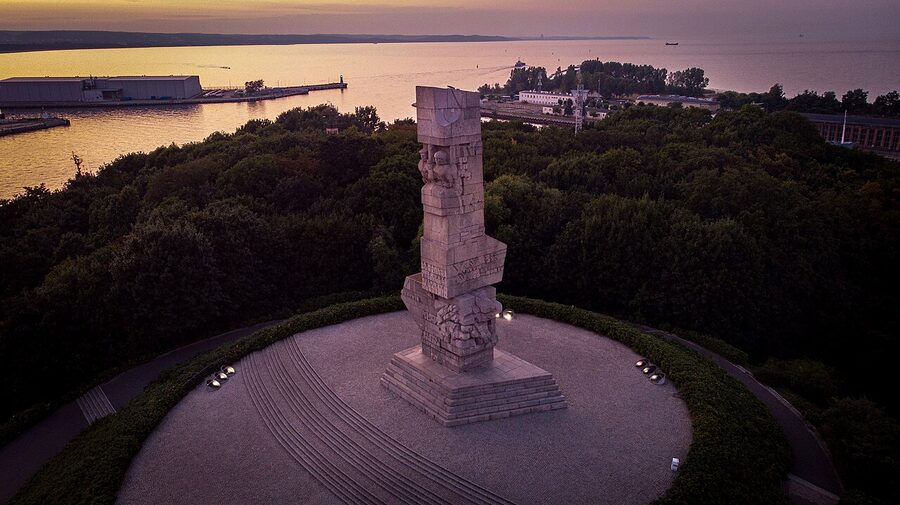 Memorial inscription marking Westerplatte as where the Second World War began