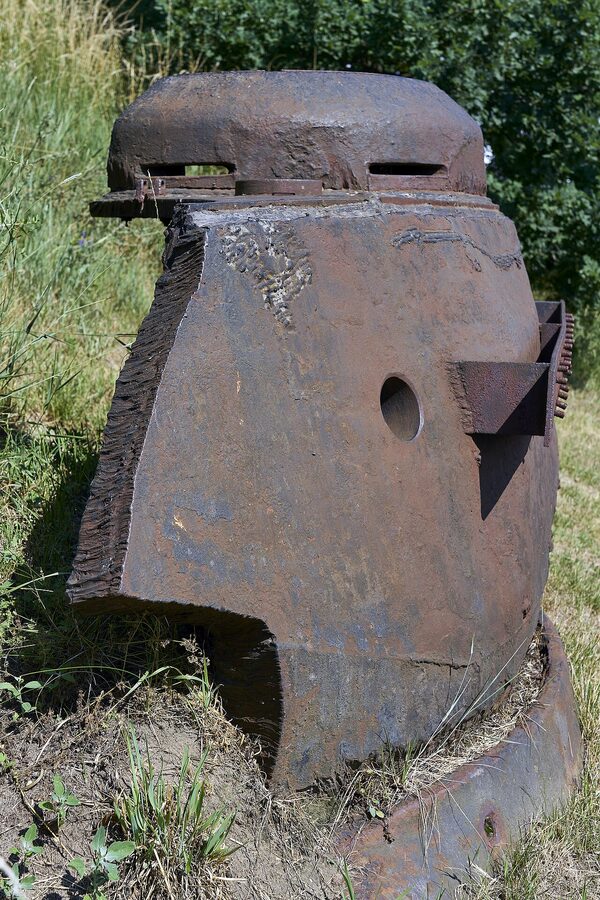 WWII tank fragment displayed at the Westerplatte memorial