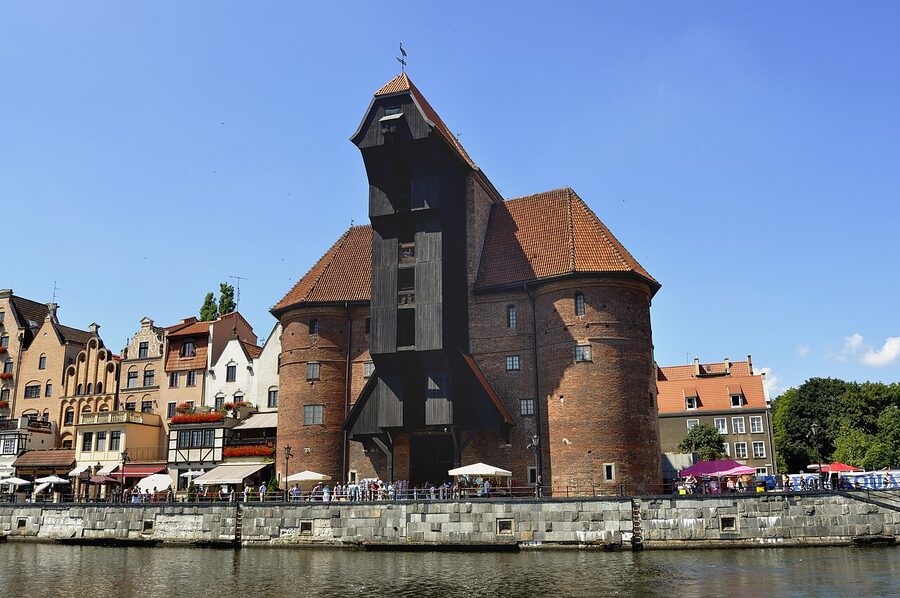 The medieval Żuraw crane on the Motława River, Gdańsk