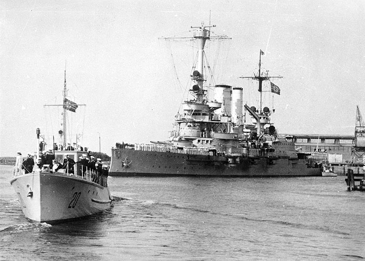 SMS Schleswig-Holstein moored in Gdańsk in September 1939