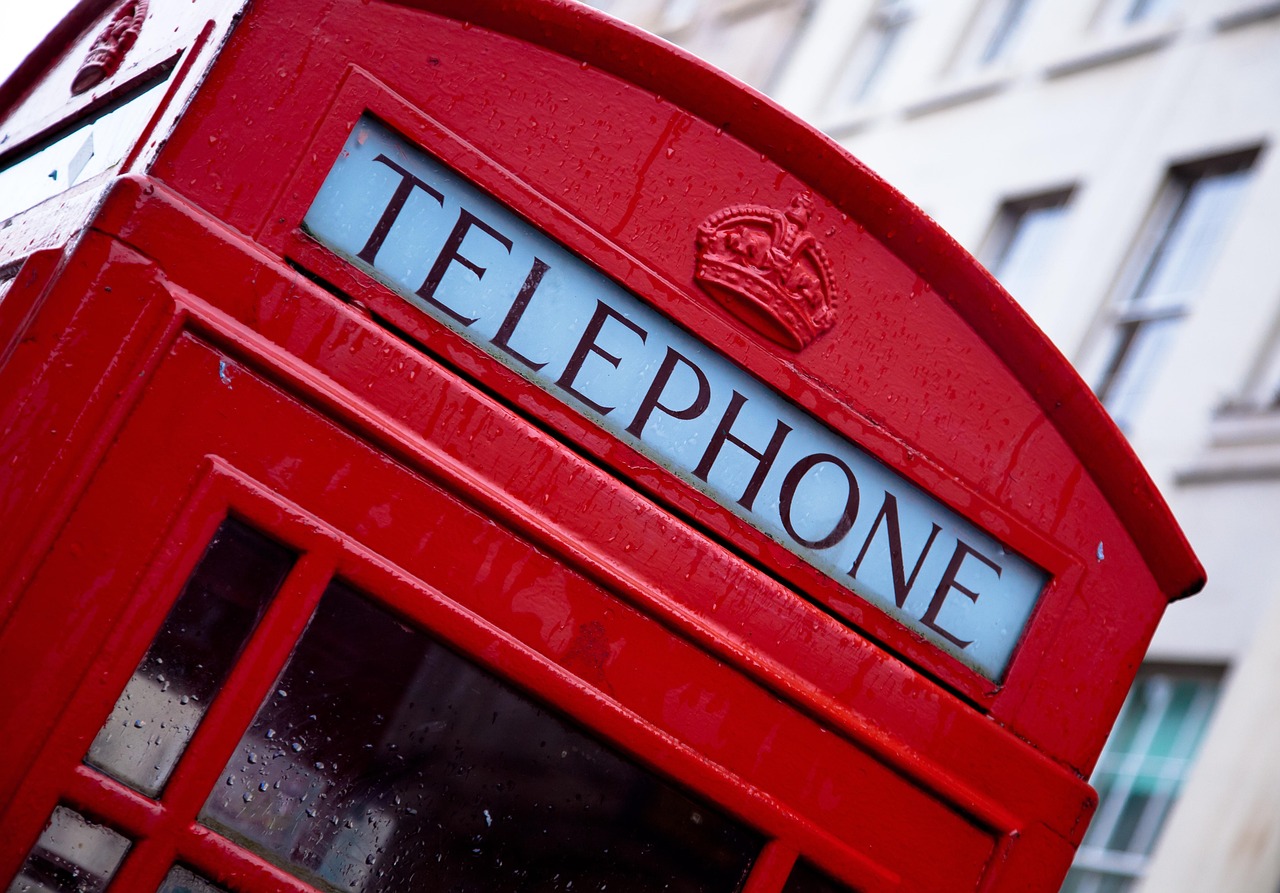 Classic red telephone box in London