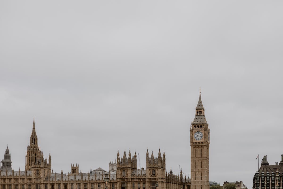 The Houses of Parliament and Big Ben on a moody London afternoon
