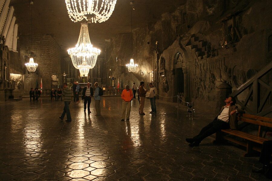 Hand-carved cavern with salt floor tiles Wieliczka
