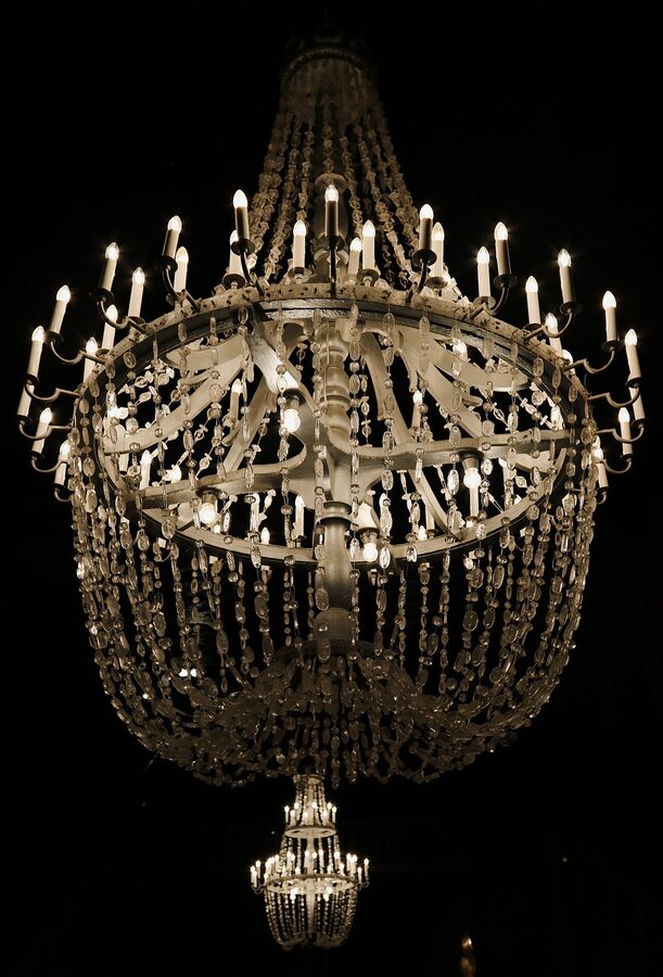 Salt chandelier hanging in St Kinga's Chapel Wieliczka Salt Mine