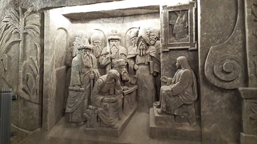 Christ Among the Doctors salt relief in St Kinga's Chapel