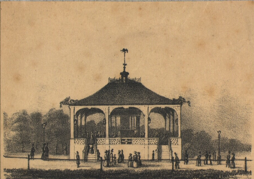 Illustration of the carousel at Tivoli Copenhagen from 1843
