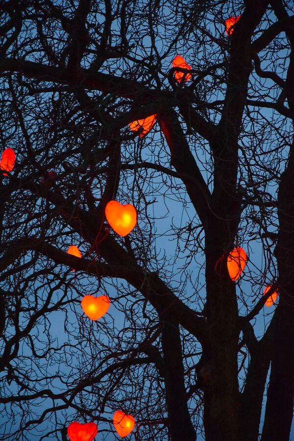 Christmas market at Tivoli Gardens Copenhagen with festive lights and decorations