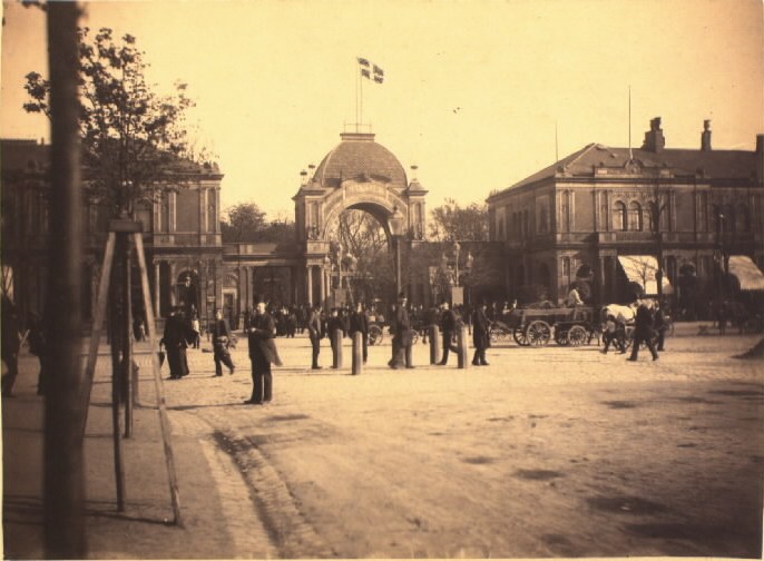 Historical painting of the entrance to Tivoli Gardens Copenhagen by Juncker-Jensen