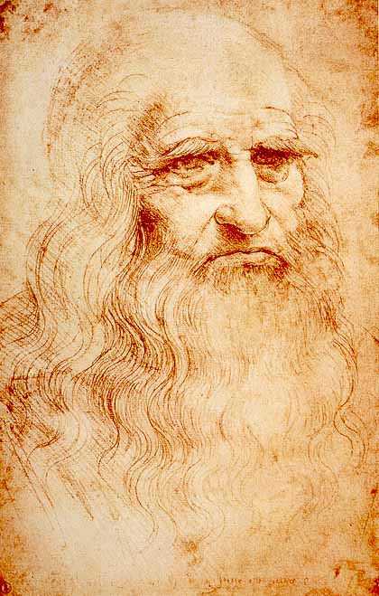 Leonardo da Vinci red chalk self-portrait drawing