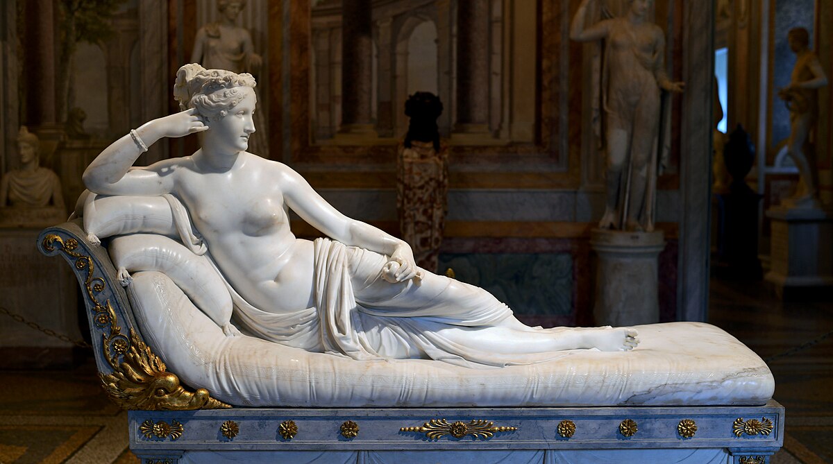 Paolina Borghese as Venus Victrix marble sculpture by Canova at Galleria Borghese