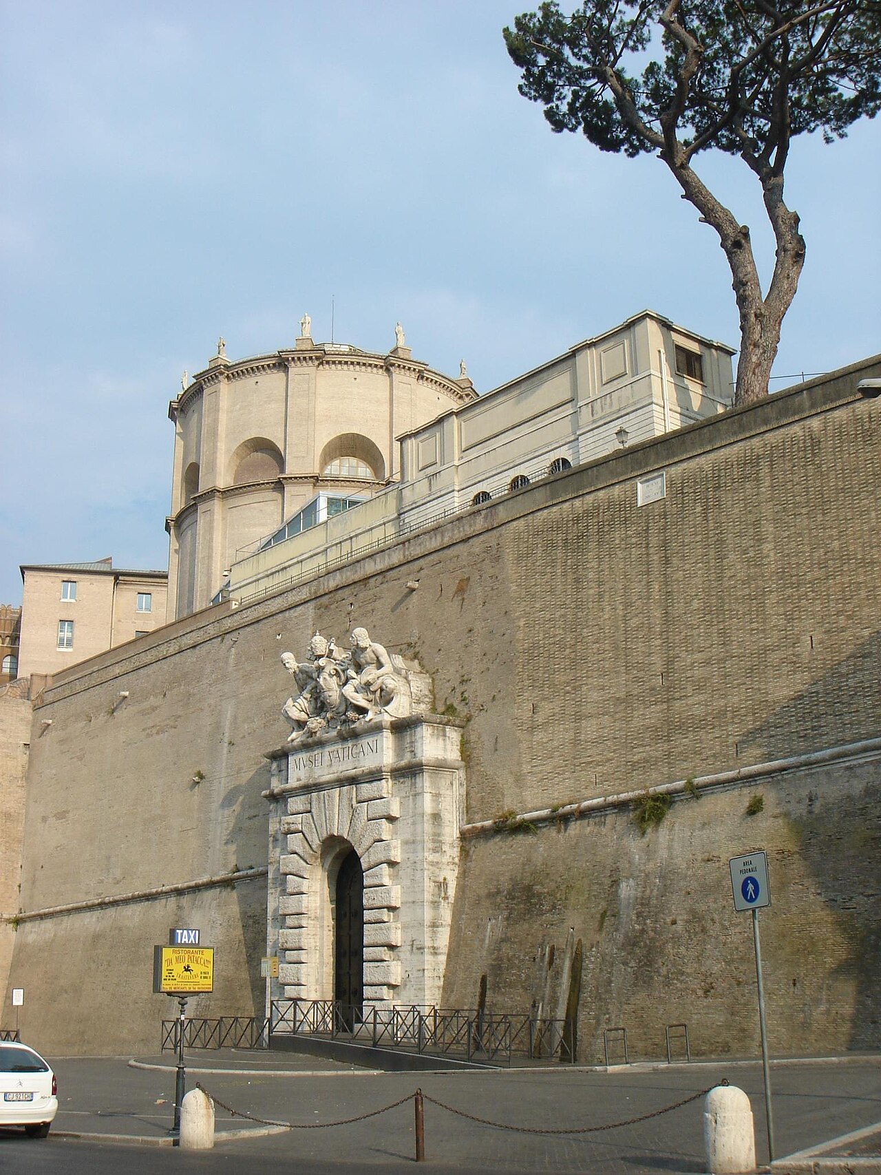 The entrance to the Vatican Museums along the Vatican walls