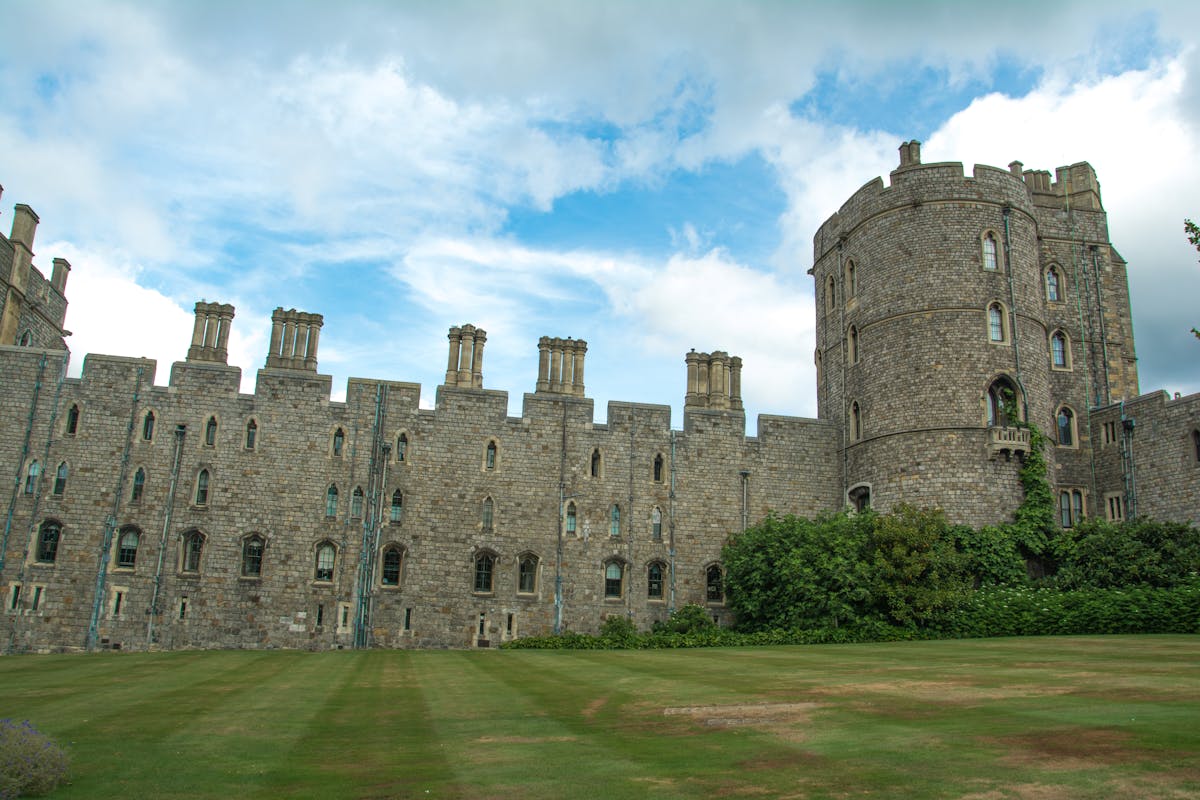 Windsor Castle historic stone facade under clear blue sky