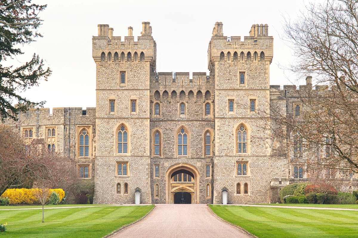 Entrance view of Windsor Castle in England