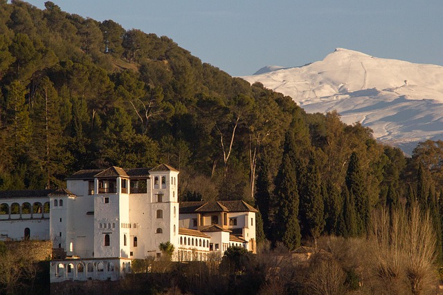 Mountain peaks and valleys in the Sierra Nevada range of Andalusia Spain