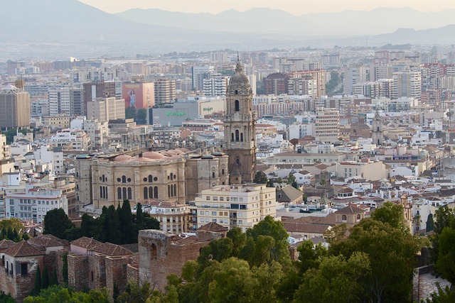Panoramic aerial view of Malaga and the Andalusia coastline