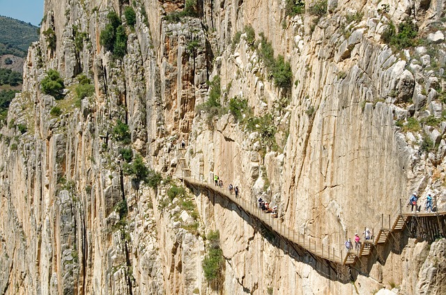 spain, andalusia, province of malaga, camino del rey, caminito del rey, royal road, mountains, hill, canyon, valley, steep wall, rock, nature, el chorro, landscape, heaven, blue, to travel, tourism, sightseeing