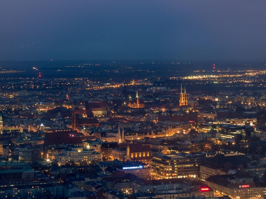 Wroclaw downtown at night