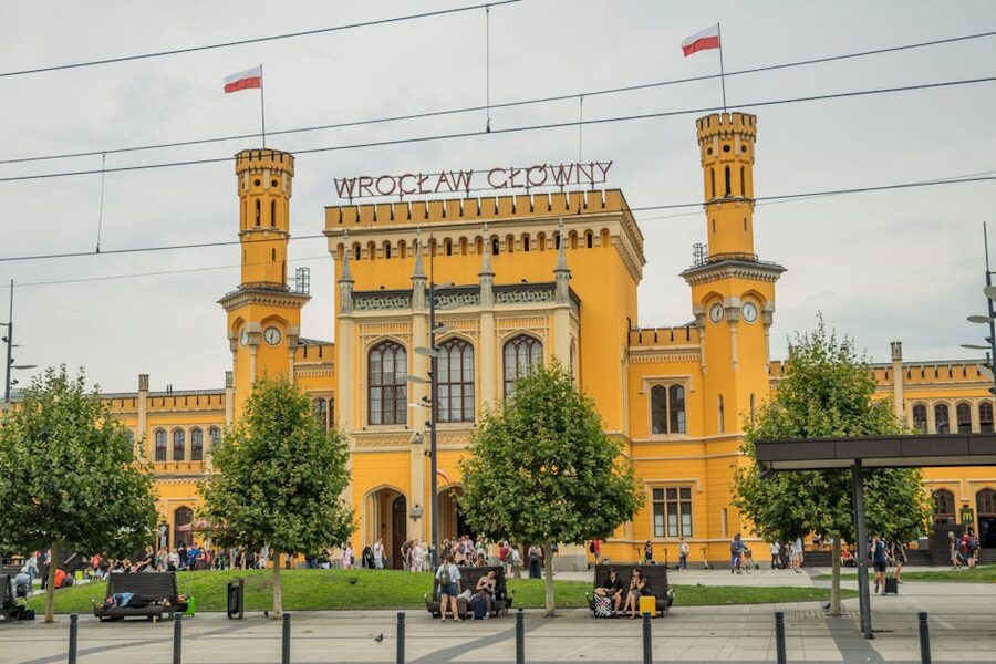 Wroclaw Glowny train station with two towers