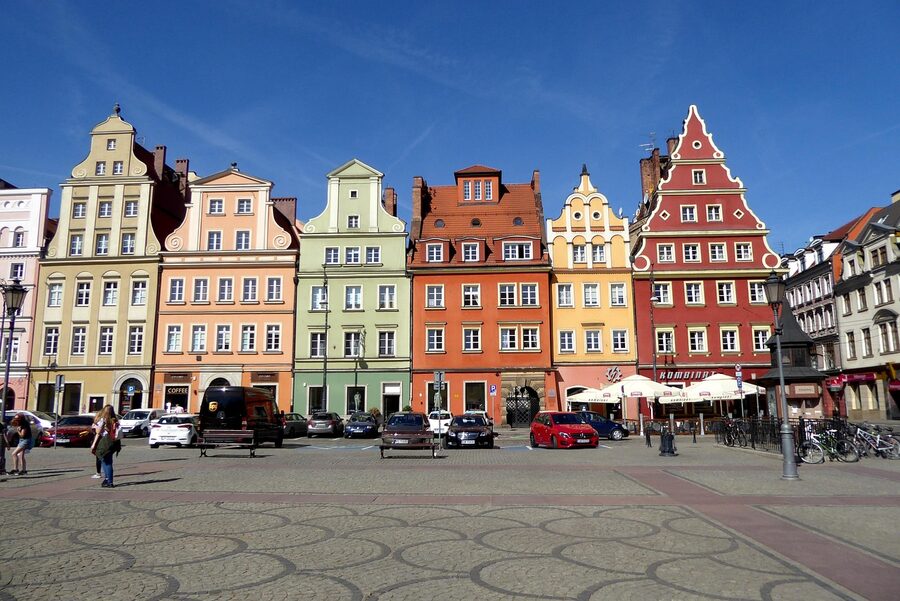 Wroclaw Rynek colourful houses detail