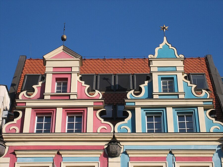 Colourful tenements on the Rynek market square Wroclaw
