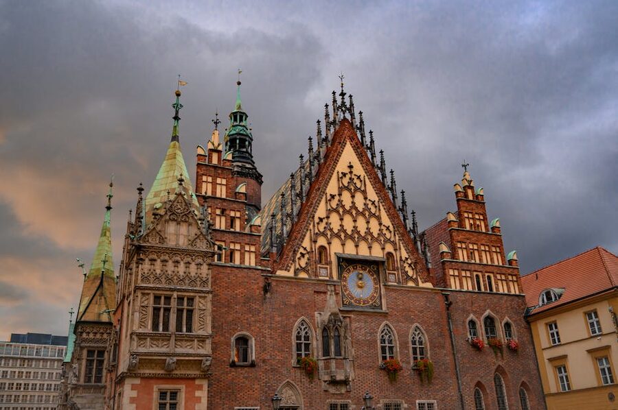 Gothic facade of Wroclaw Old Town Hall