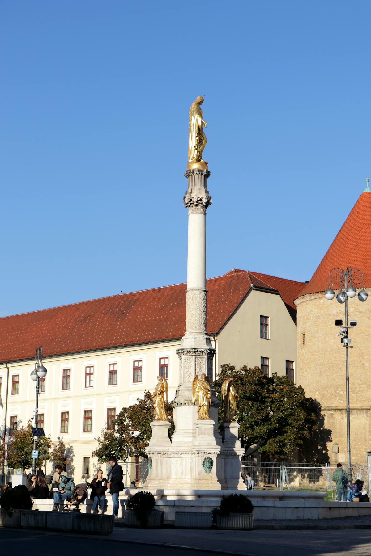 Golden statues and historic architecture in Zagreb