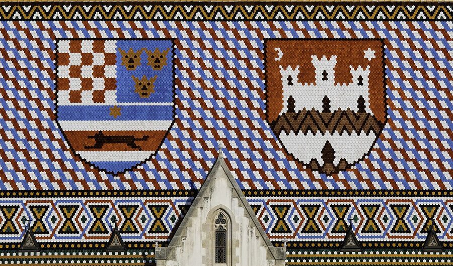 Roof of St Marks Church Zagreb colourful tiles