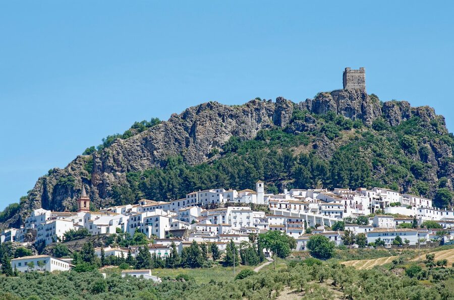Zahara de la Sierra castle and village on mountain peak
