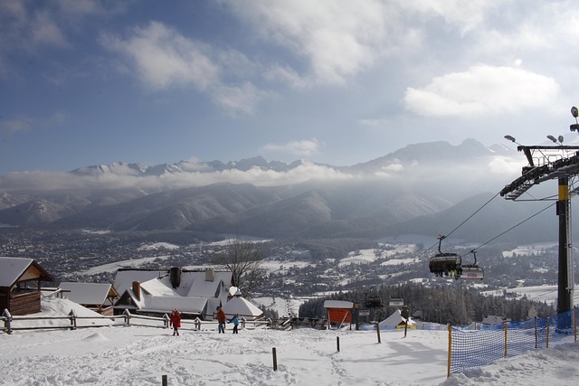 Snow-covered ski slopes near Zakopane in the Tatra Mountains