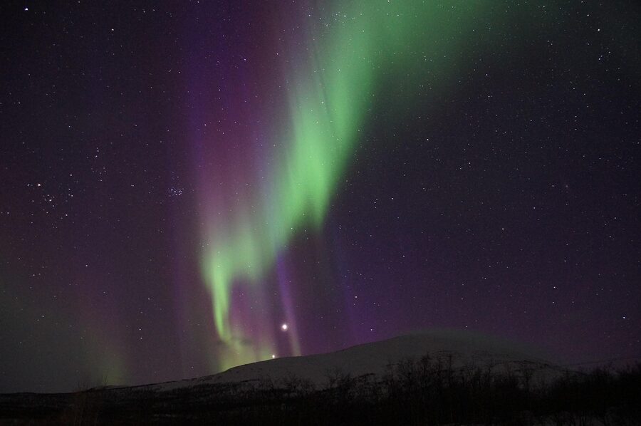 Aurora borealis over Lapland sky