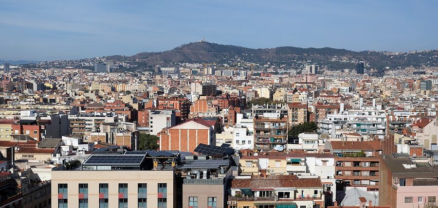 Barcelona cityscape view from Montjuic hill