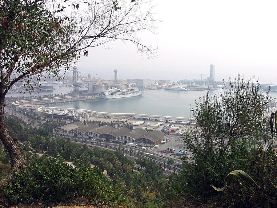 Barcelona panorama view from Jardins del Mirador del Alcalde Montjuic