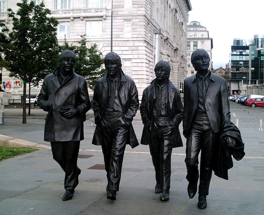 Beatles statue at Pier Head, Liverpool