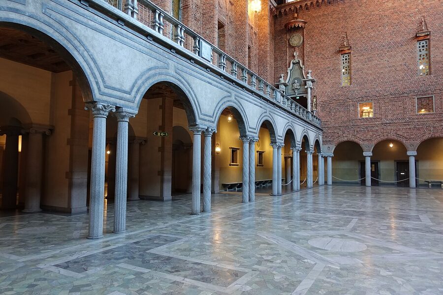 Blue Hall arches at Stockholm City Hall interior