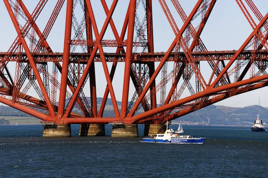 Boats on the Firth of Forth with the Forth Bridge in the background