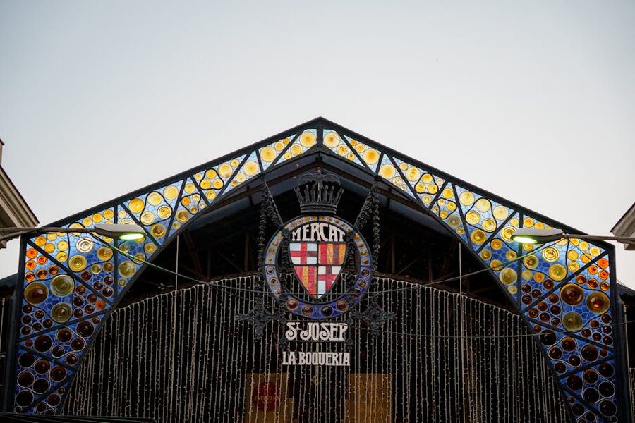 La Boqueria market facade entrance Barcelona