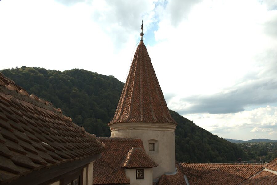 Bran Castle main tower from the slope
