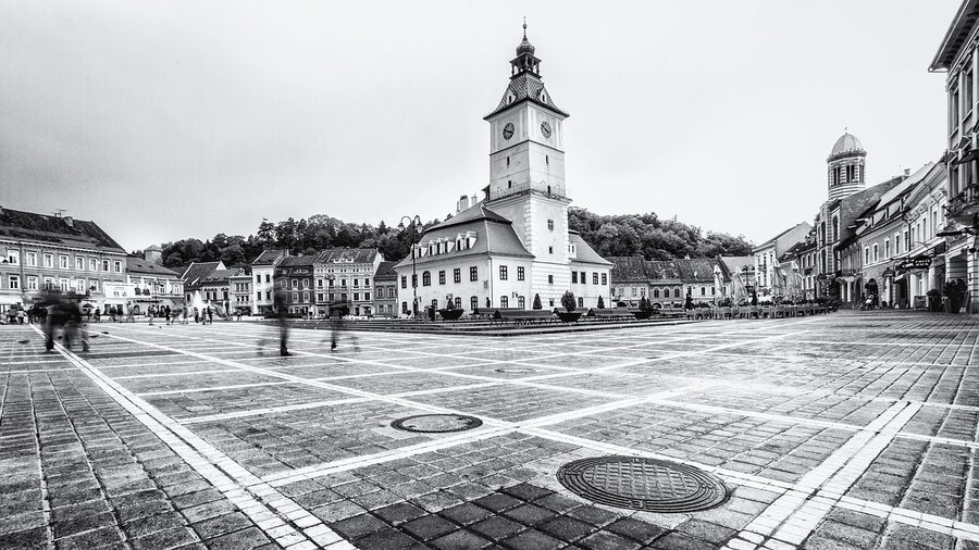 Brasov cityscape with Carpathian foothills
