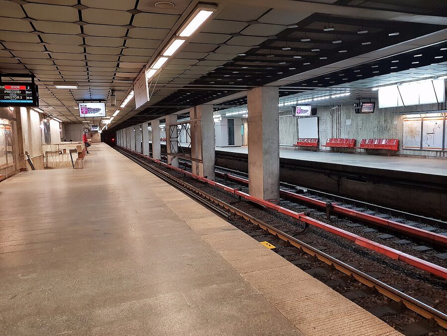 Bucharest Izvor metro station, the closest stop to the Palace of Parliament