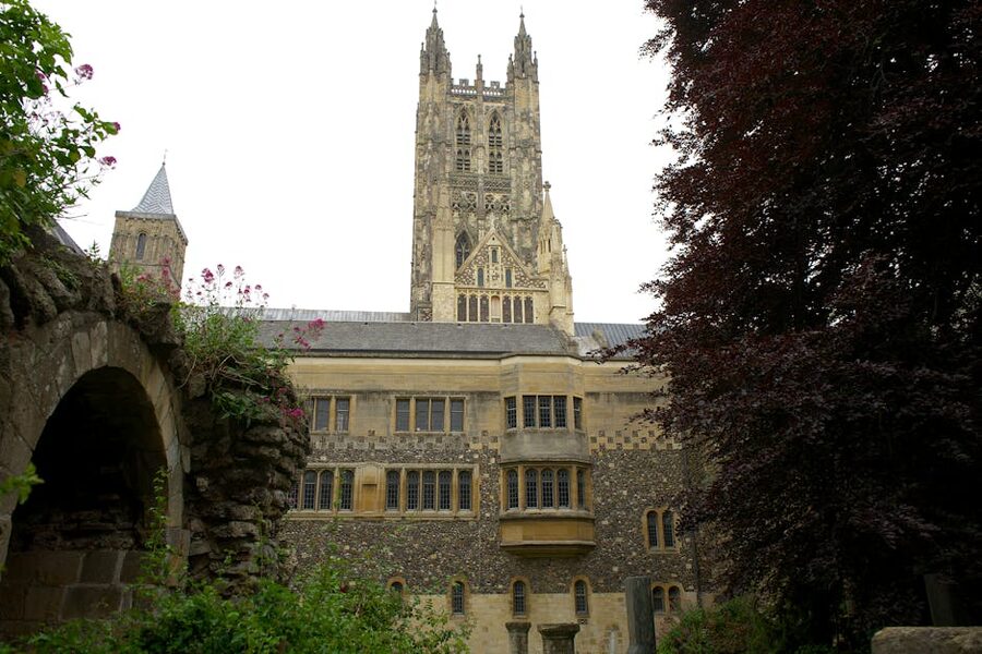 Canterbury Cathedral facade on a sunny day