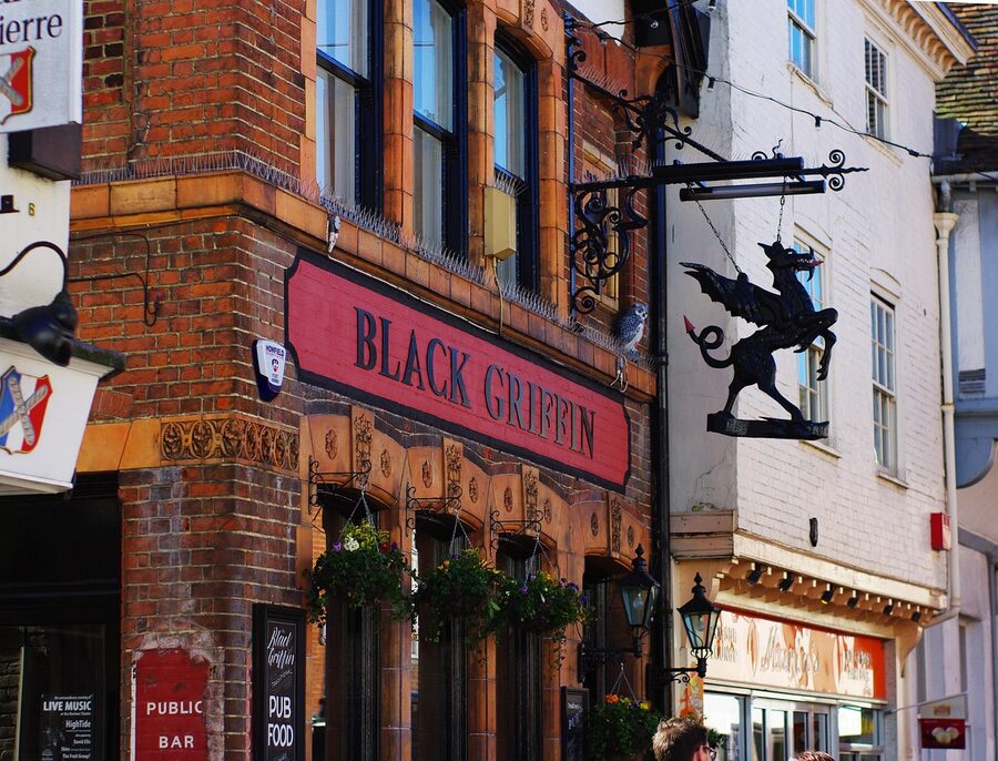 Canterbury historic pub and timber-framed buildings