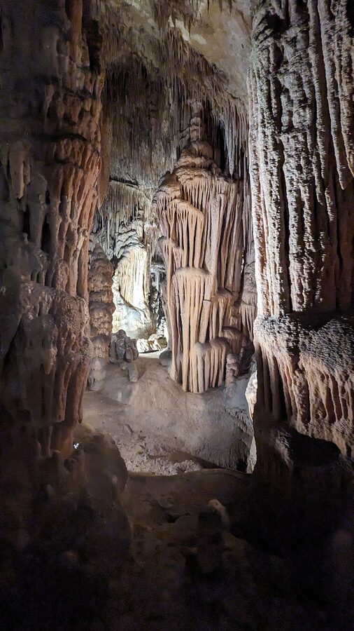 Walkway through stalactite formations Caves of Drach Mallorca