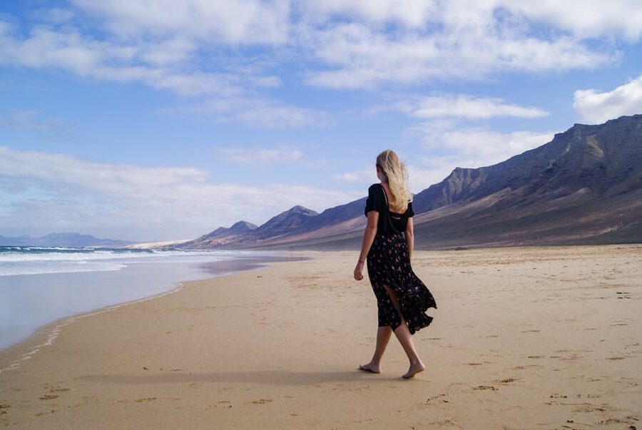 Walker on Cofete beach