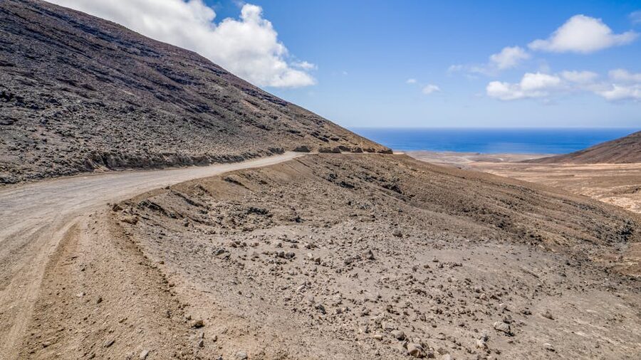 Dirt road through Canary Islands terrain