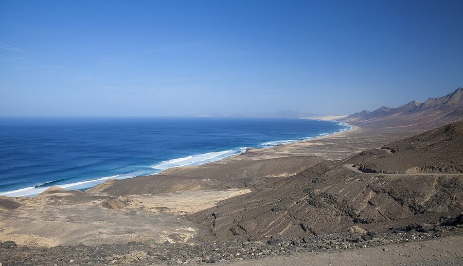View towards Cofete beach from road pass