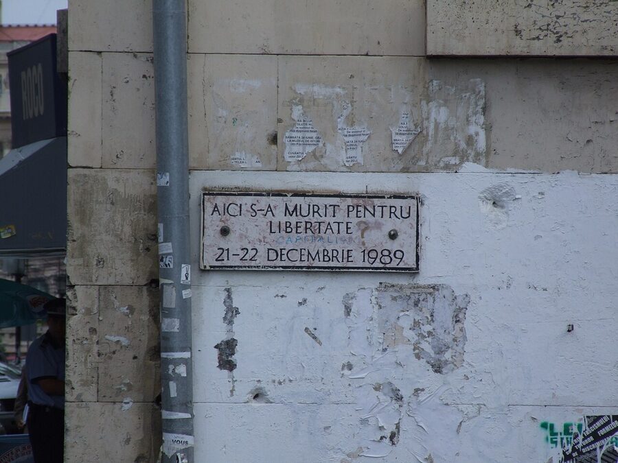 Bucharest 1989 Revolution memorial plaque