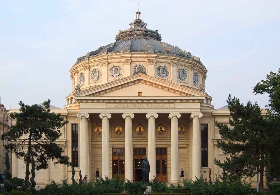 Romanian Athenaeum Ateneul Roman in the evening