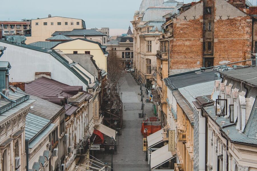 Bucharest historic downtown street