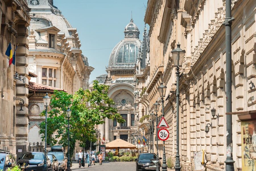 Belle Epoque historic street in central Bucharest