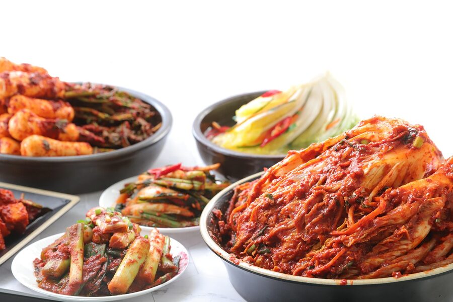 Kimchi white Korean fermented dish in bowl